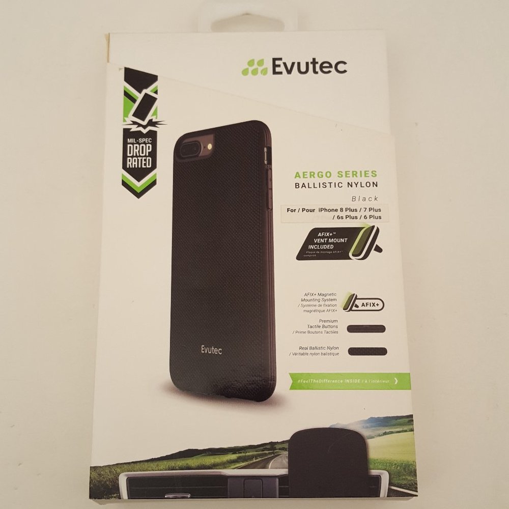 Evutec iPhone 7 Plus Aergo Series Ballistic Nylon Case with AFIX, Black